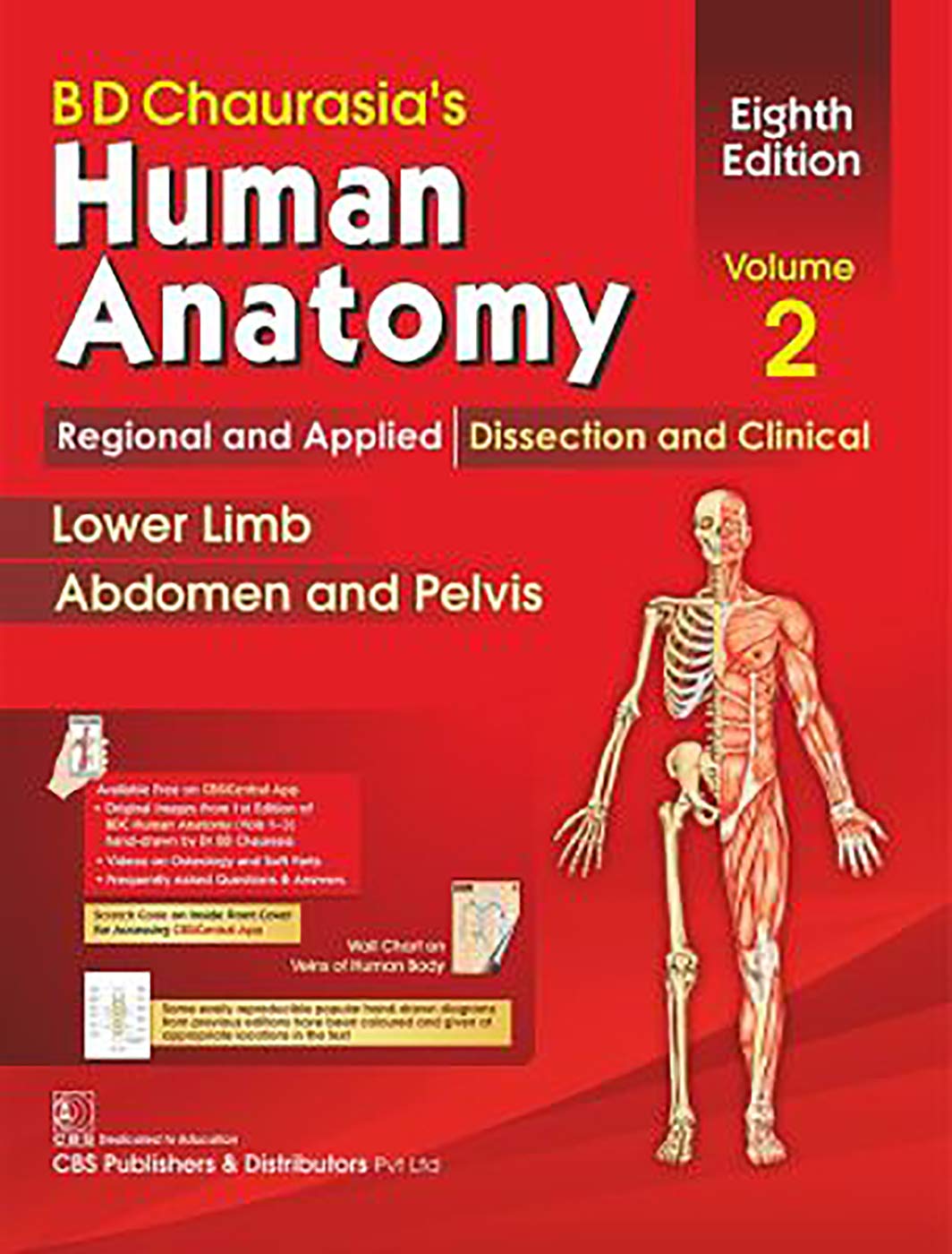 bd-chaurasias-human-anatomy-regional-applied-dissection-clinical-vol-2-lower-limb-abdomen-pelvis-8e-in-4-vols-with-wall-chart